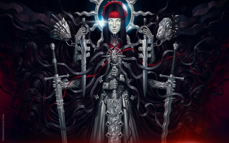 Armored Figure with Swords — Black