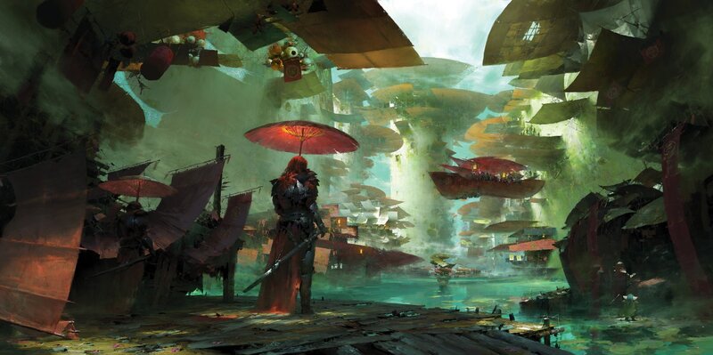 Armored Figure with Umbrella