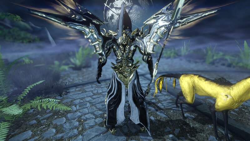 Armored Figure with Wings — Black, Dramatic, Night, 3d Render