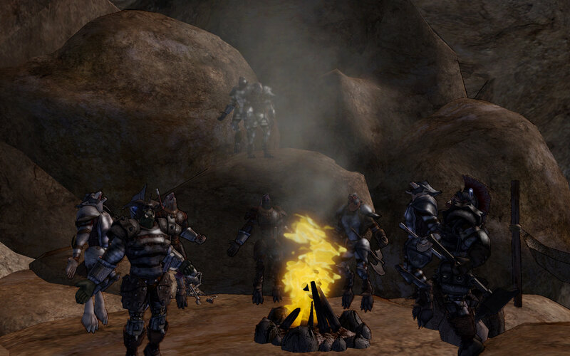 Armored Figures Around Fire
