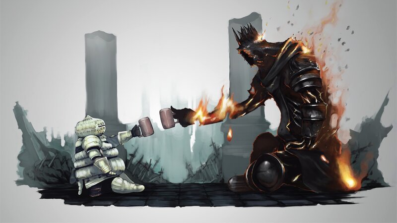 Armored Figures Clinking Mugs