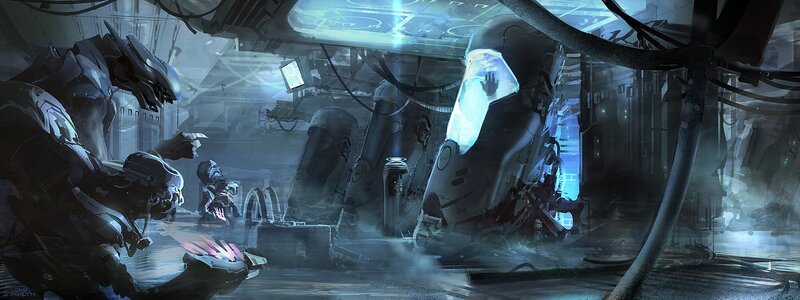Armored Figures in a Facility — Blue