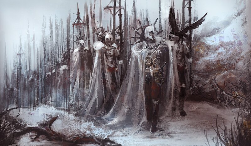armored figures in a snowy forest