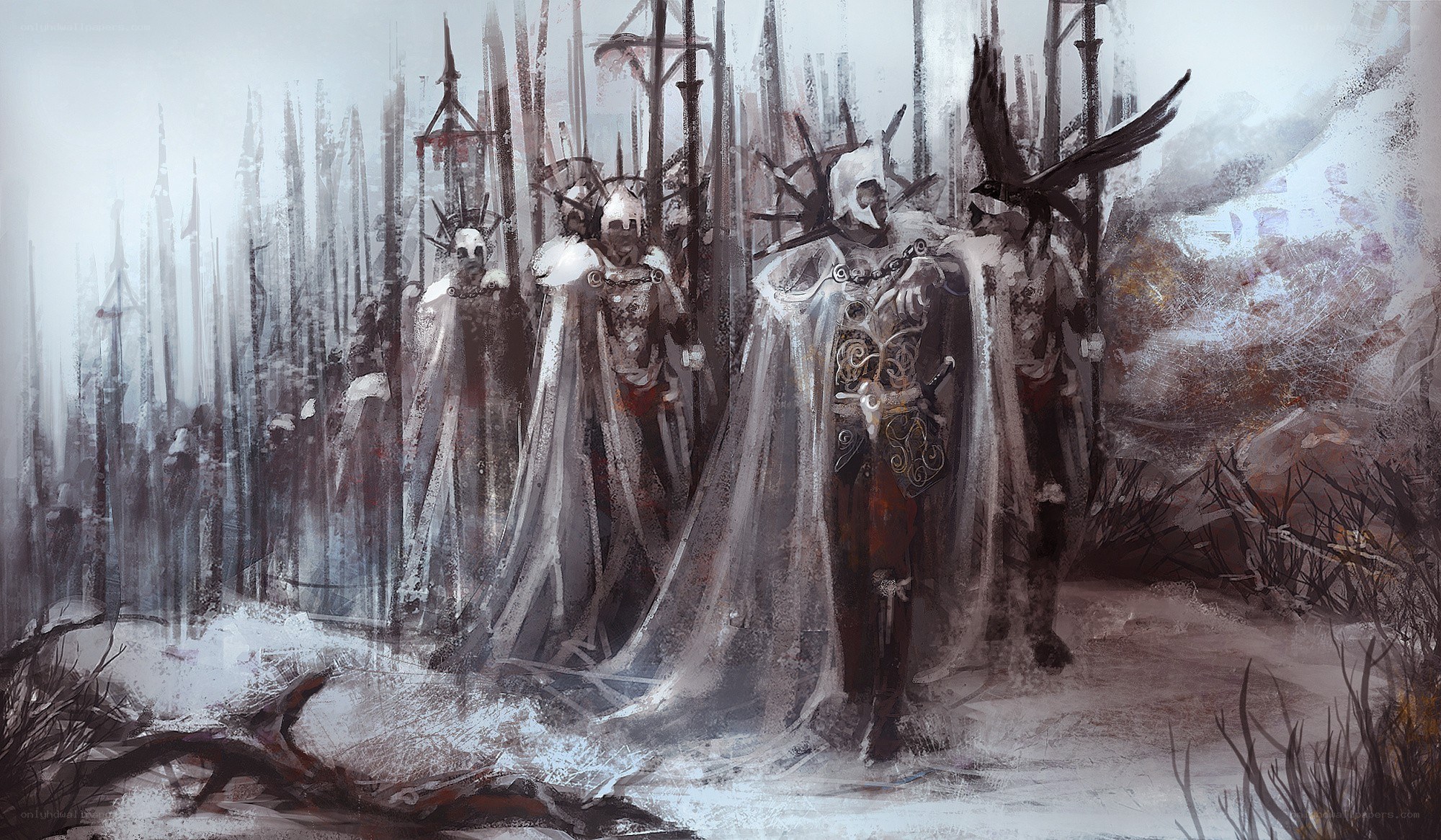 armored figures in a snowy forest