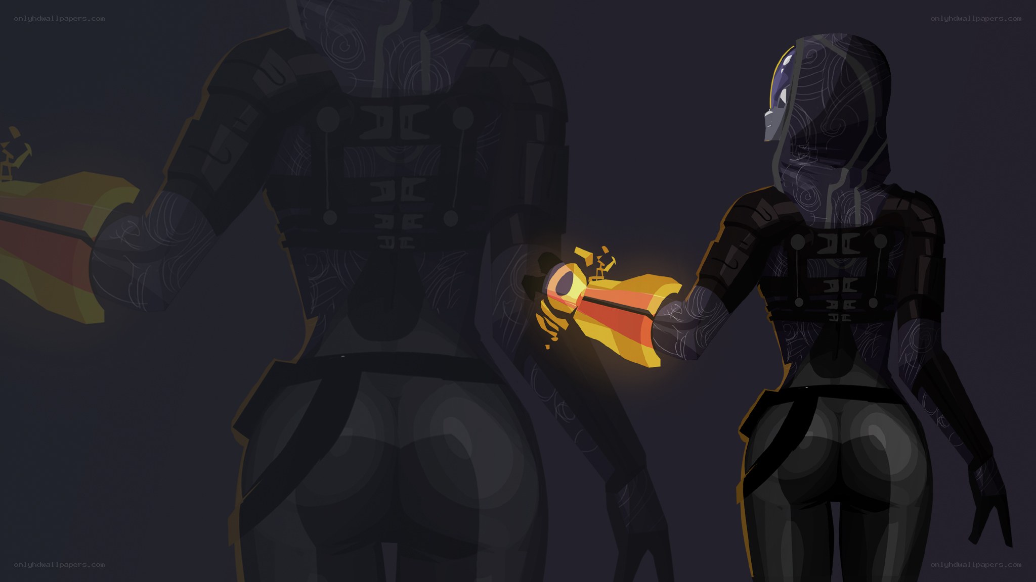 armored figures in dark setting