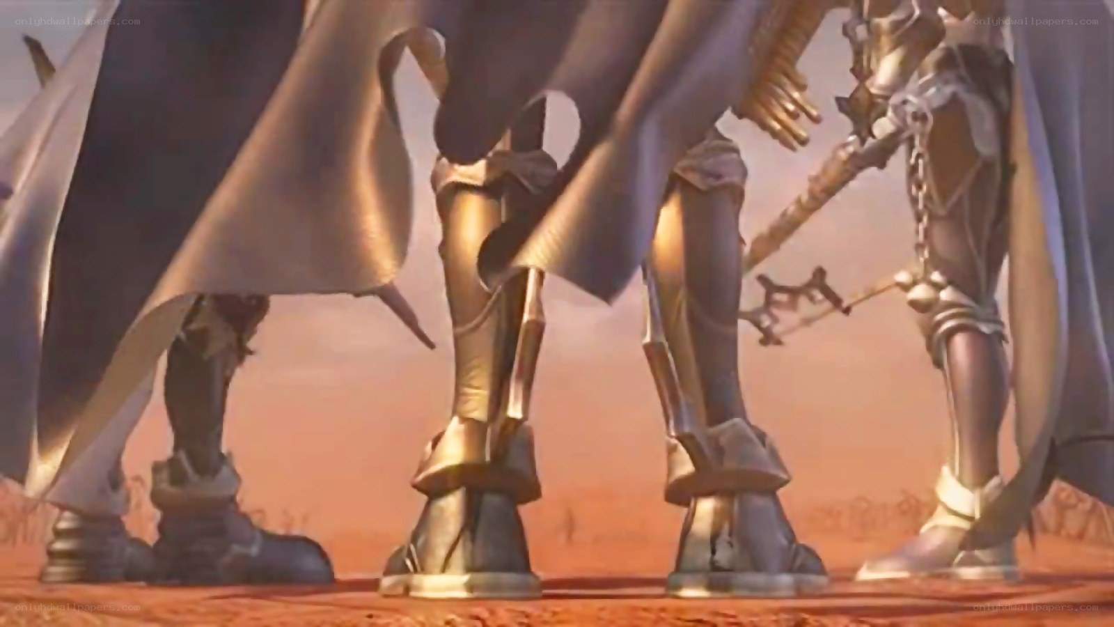 armored figures in desert
