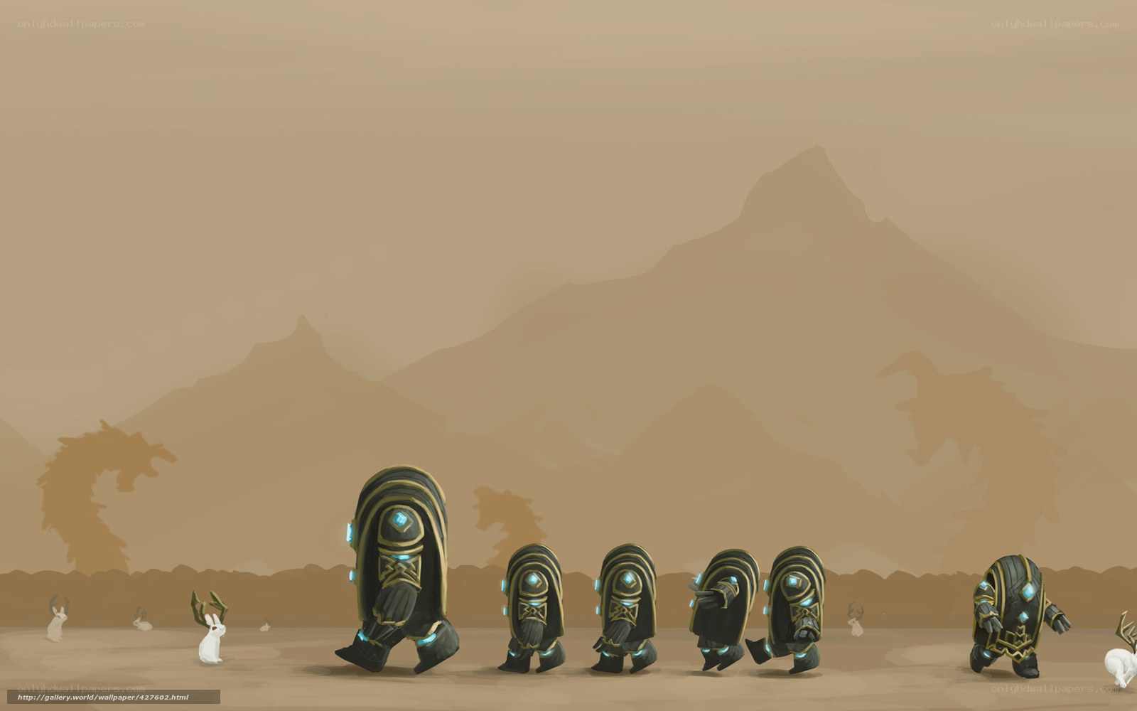 armored figures in desert