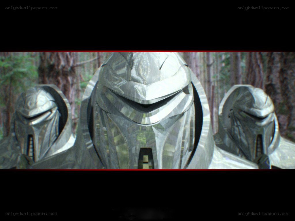 armored figures in forest