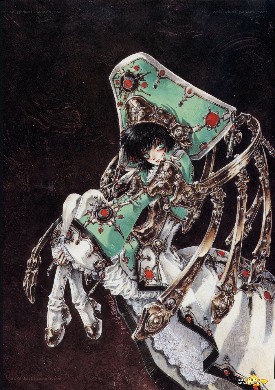armored girl with mechanical wings