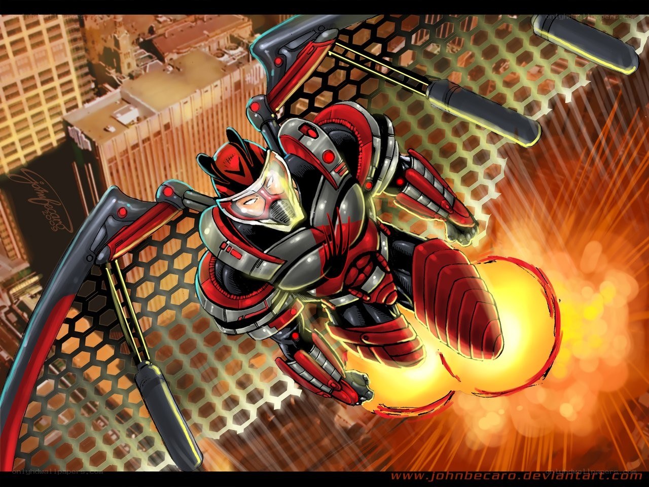 armored hero in flight
