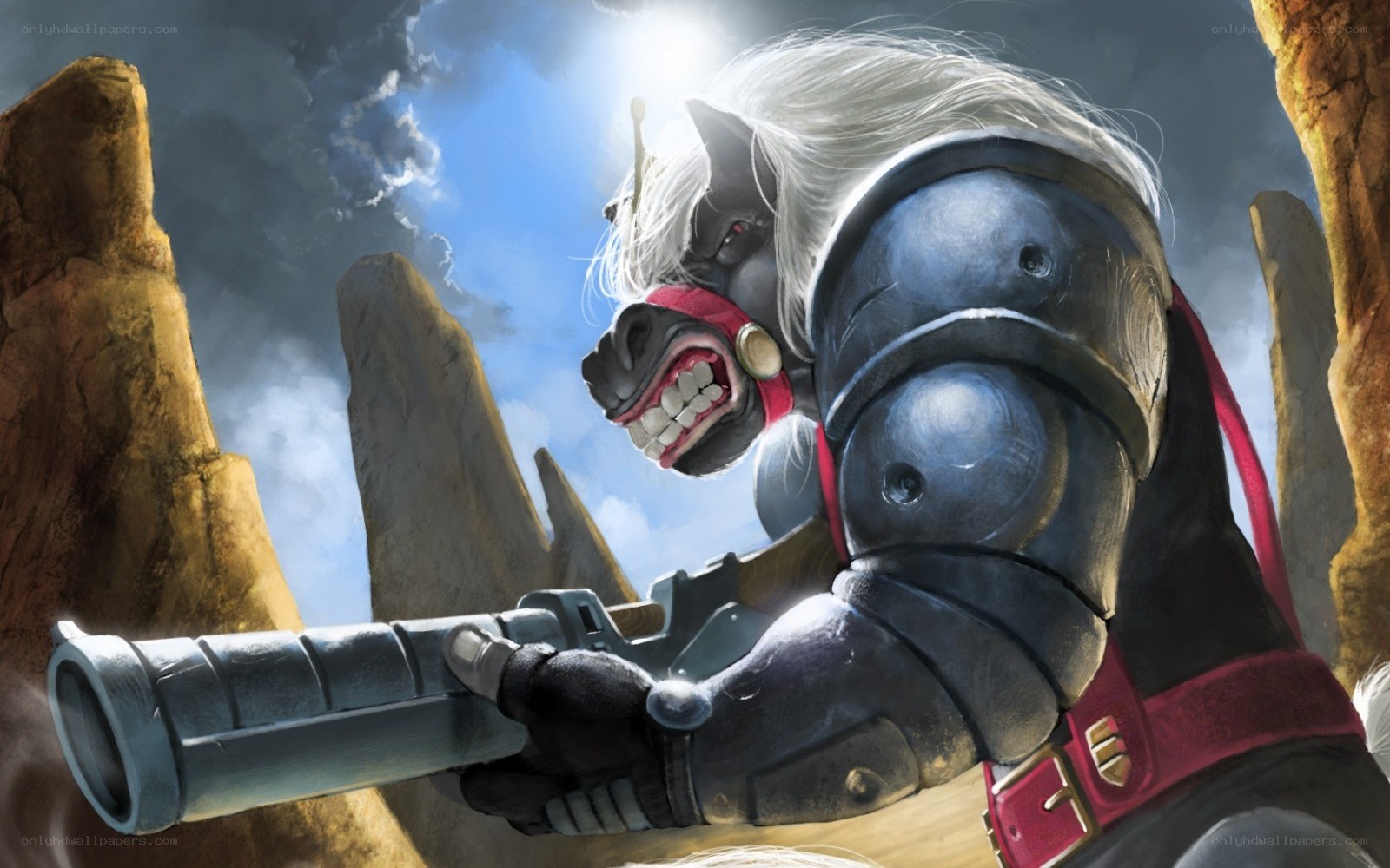 armored horse warrior with cannon