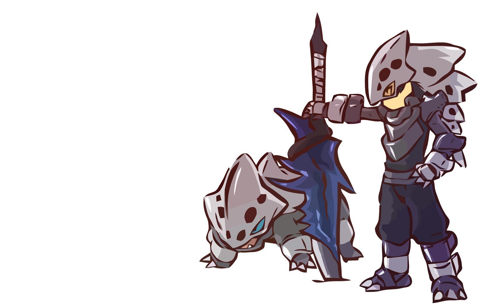 armored knight and creature