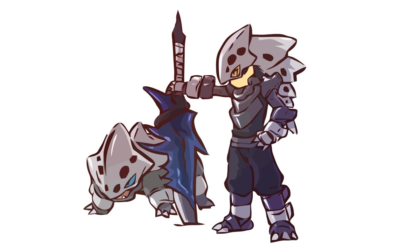 armored knight and creature