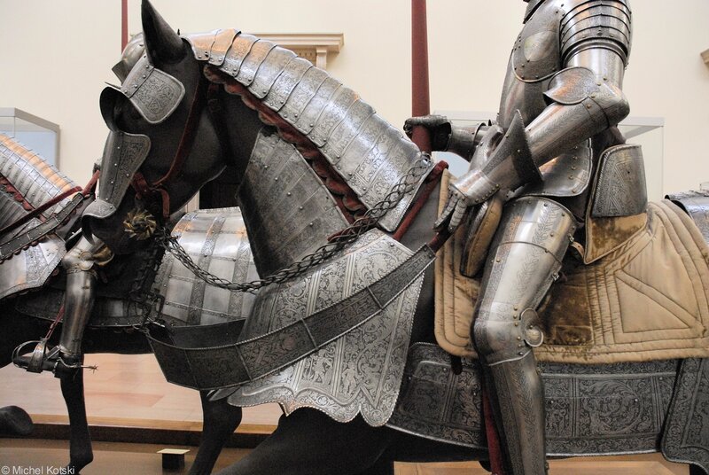 Armored knight and horse display
