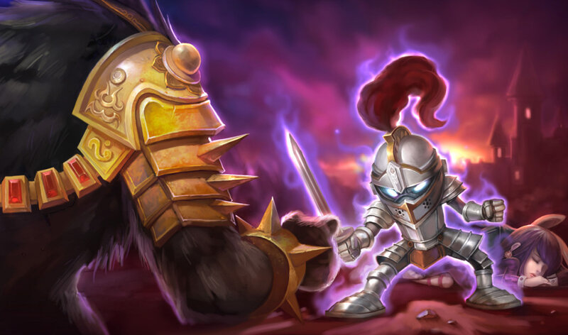 Armored Knight Fighting Monster