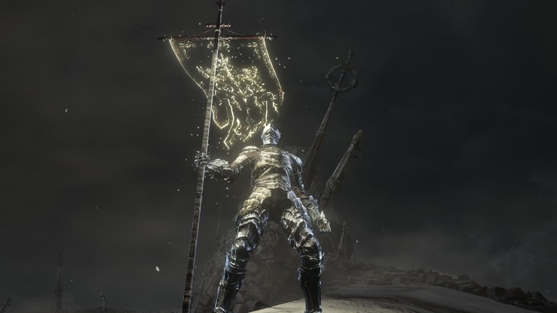 Armored Knight Holding Banner
