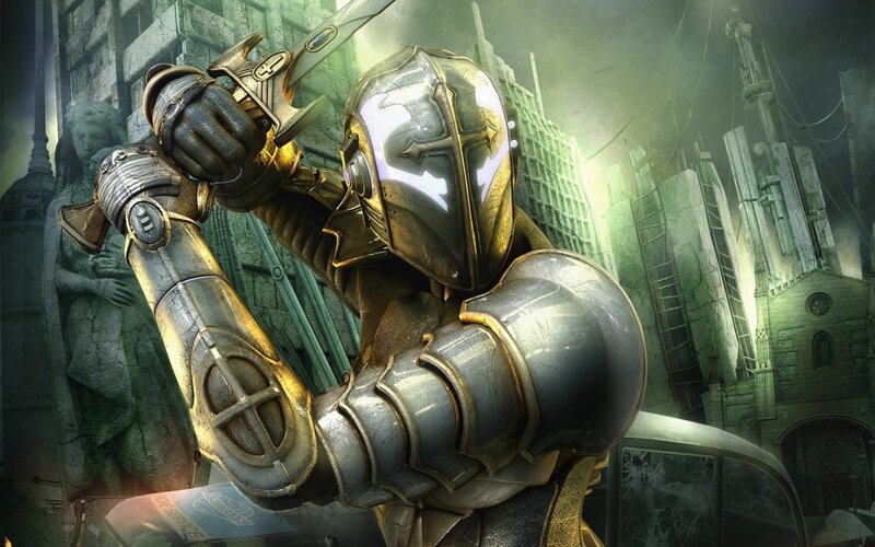 Armored Knight Holding Sword — Green