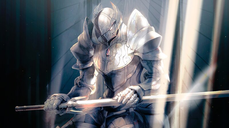 Armored Knight Holding Sword — White
