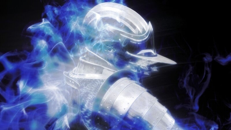 Armored Knight in Blue Smoke