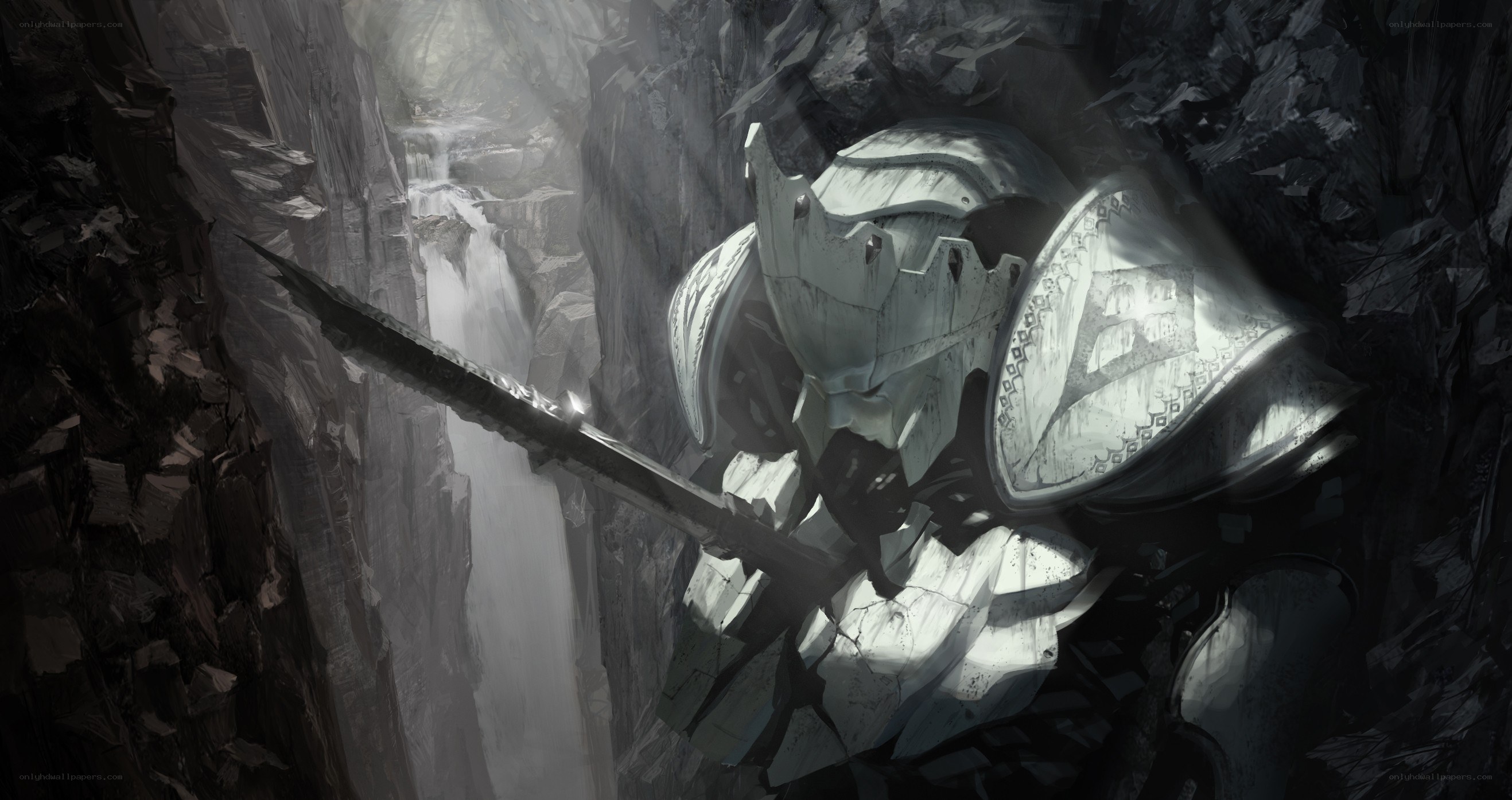armored knight in canyon
