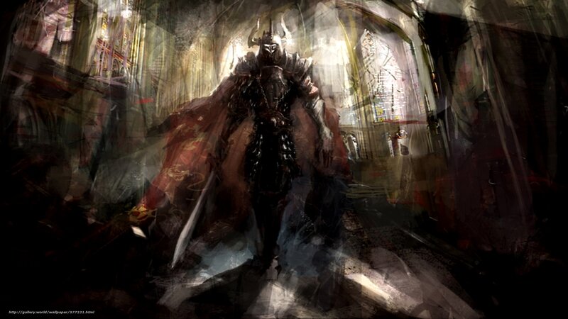 armored knight in cathedral