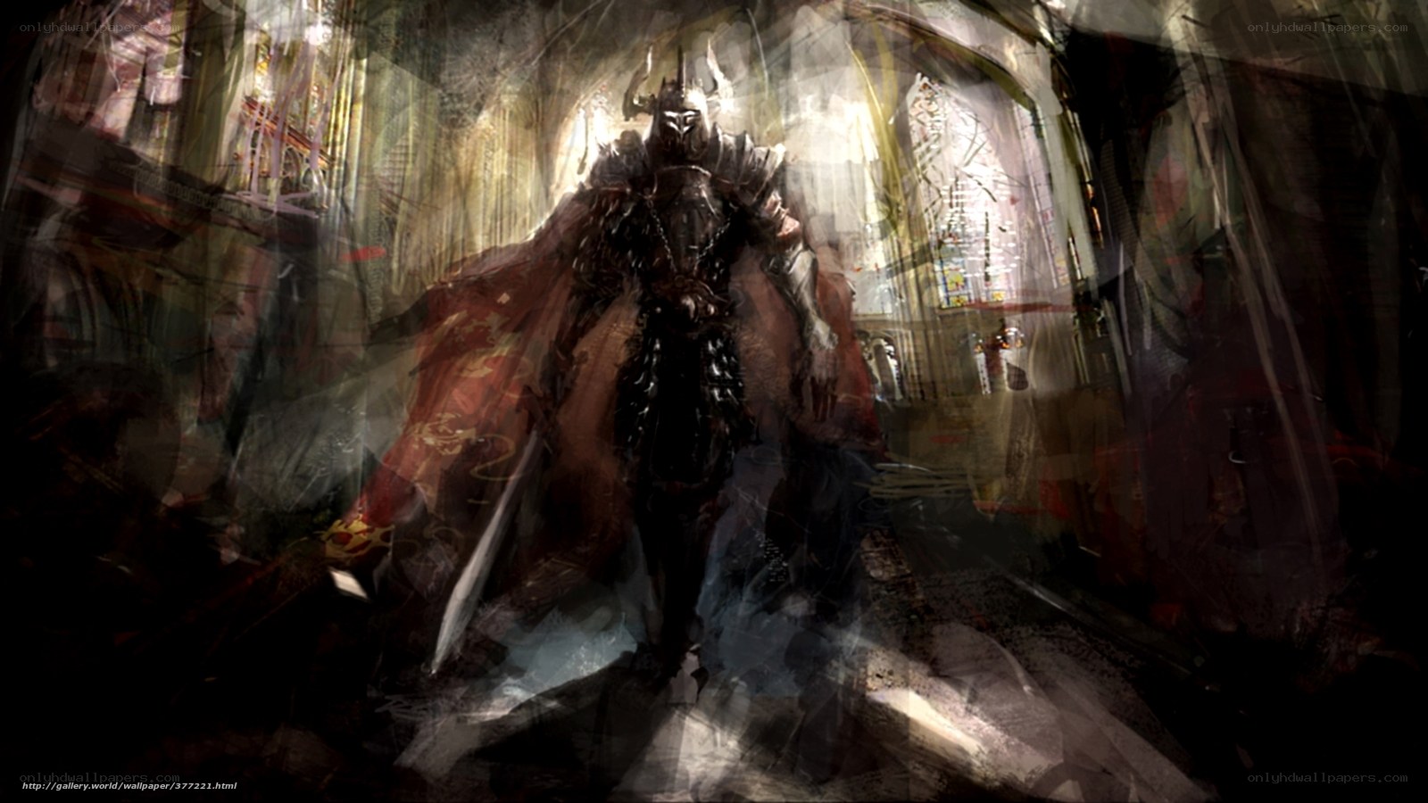 armored knight in cathedral