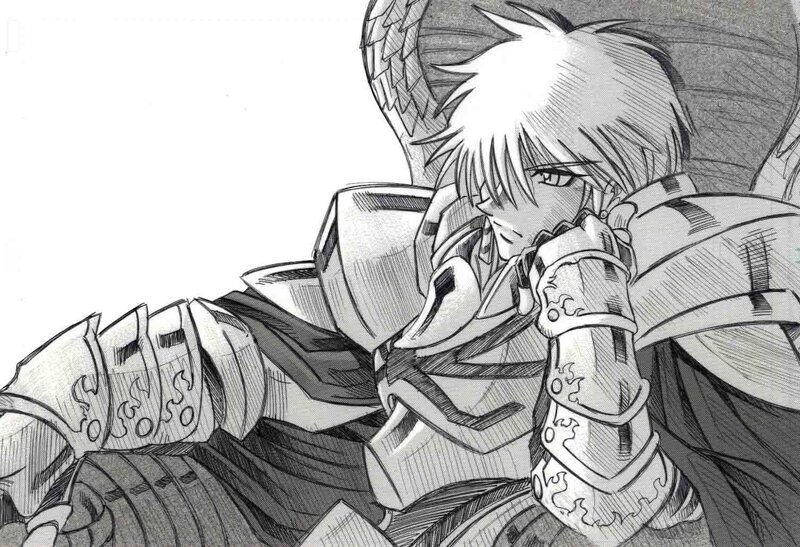 armored knight in contemplation