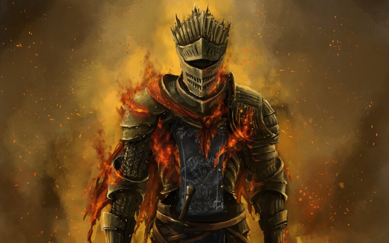 Armored Knight in Flames — Orange