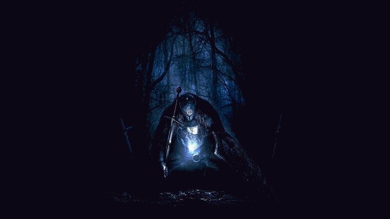 Armored Knight in Forest — Blue, Dark, Mysterious