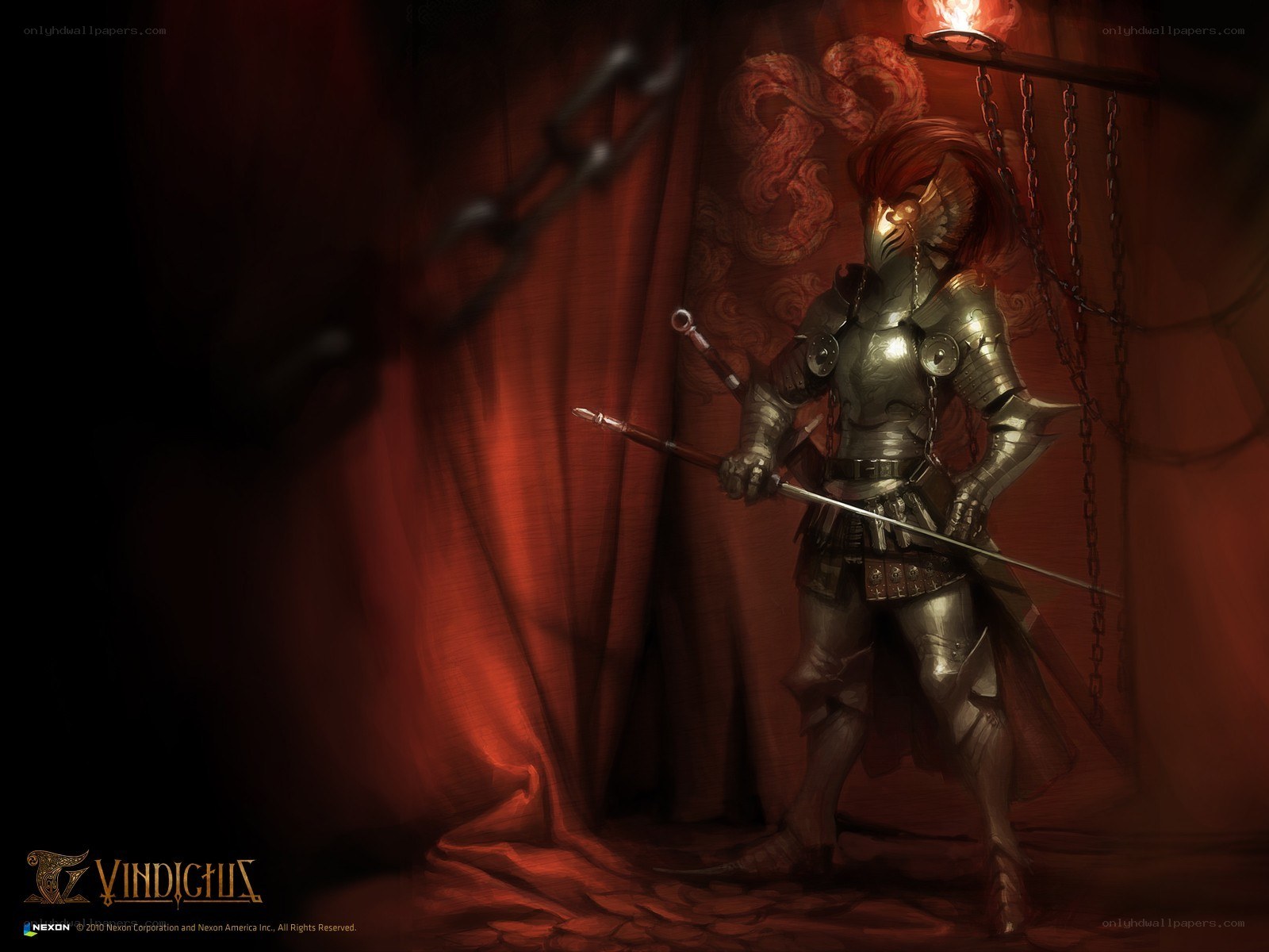 Armored knight in red chamber