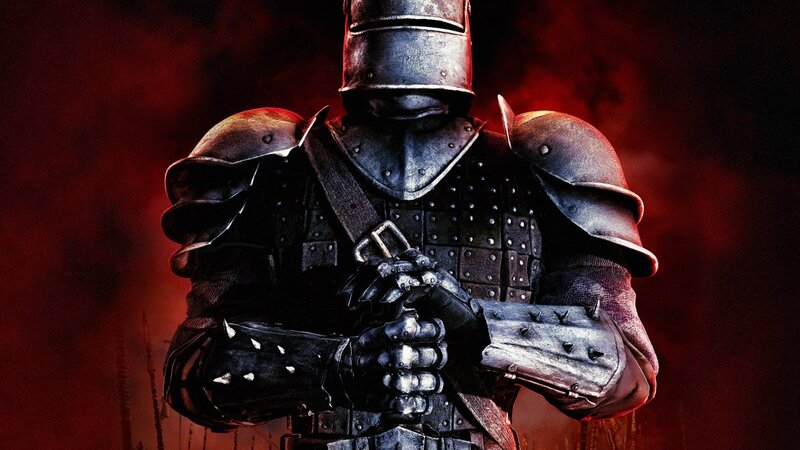 armored knight in red mist