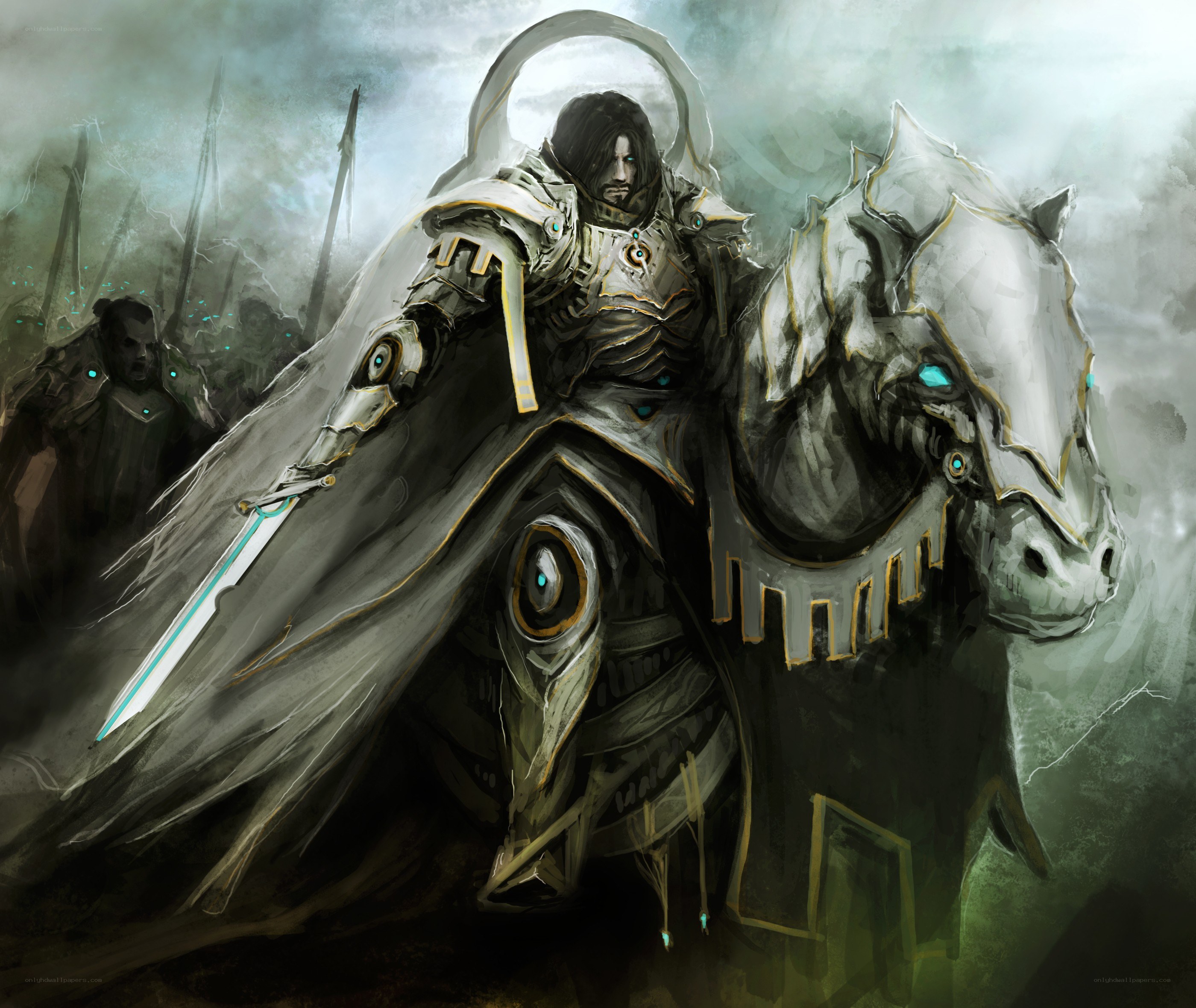 Armored knight on a mechanical horse