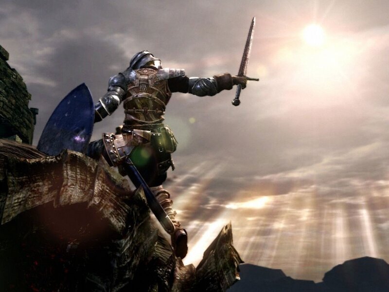 Armored Knight on Cliff — Gray