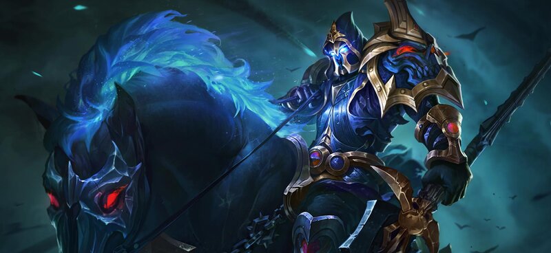 Armored Knight on Horse — Blue, Dark, Dramatic