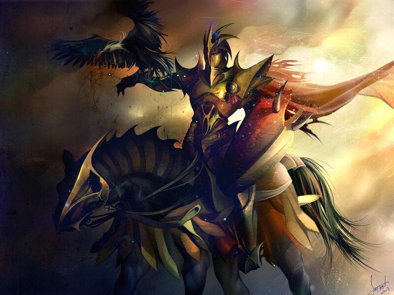 Armored Knight on Horse — Gold, Dramatic