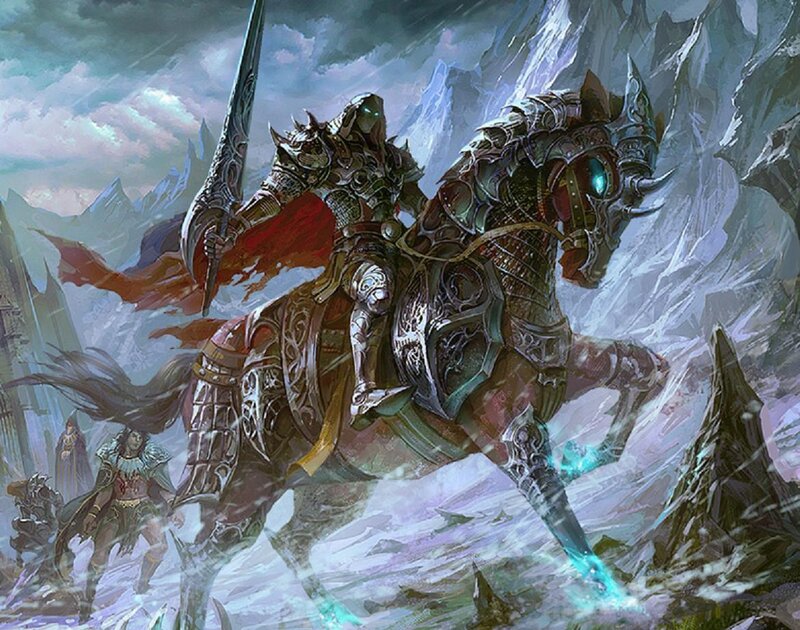 Armored Knight on Horse — Gray, Dramatic