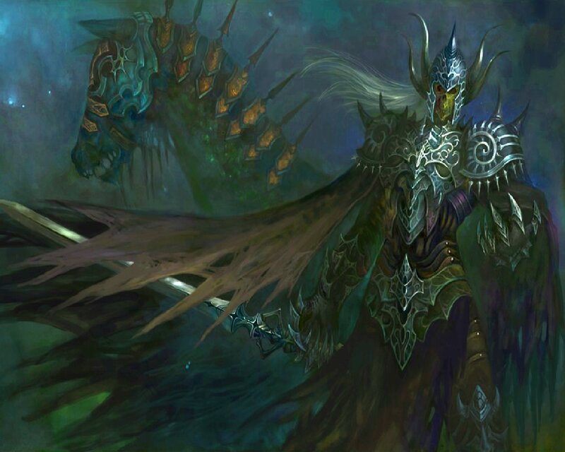 Armored Knight on Horse — Green, Dramatic, Night