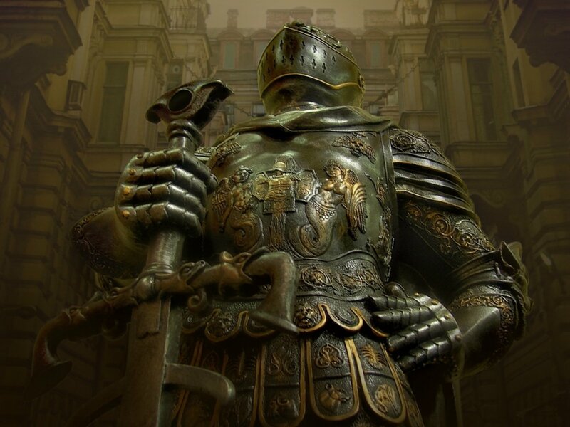 Armored Knight Statue — Bronze