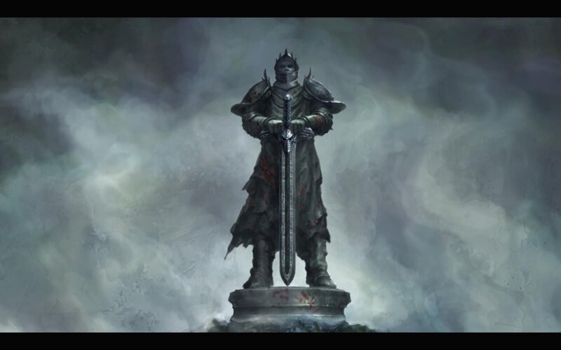 Armored Knight Statue — Gray