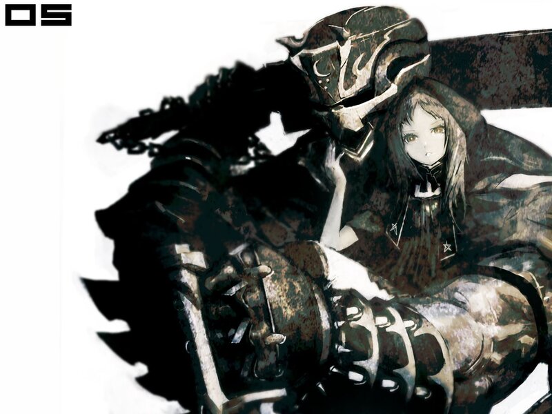 armored knight with girl