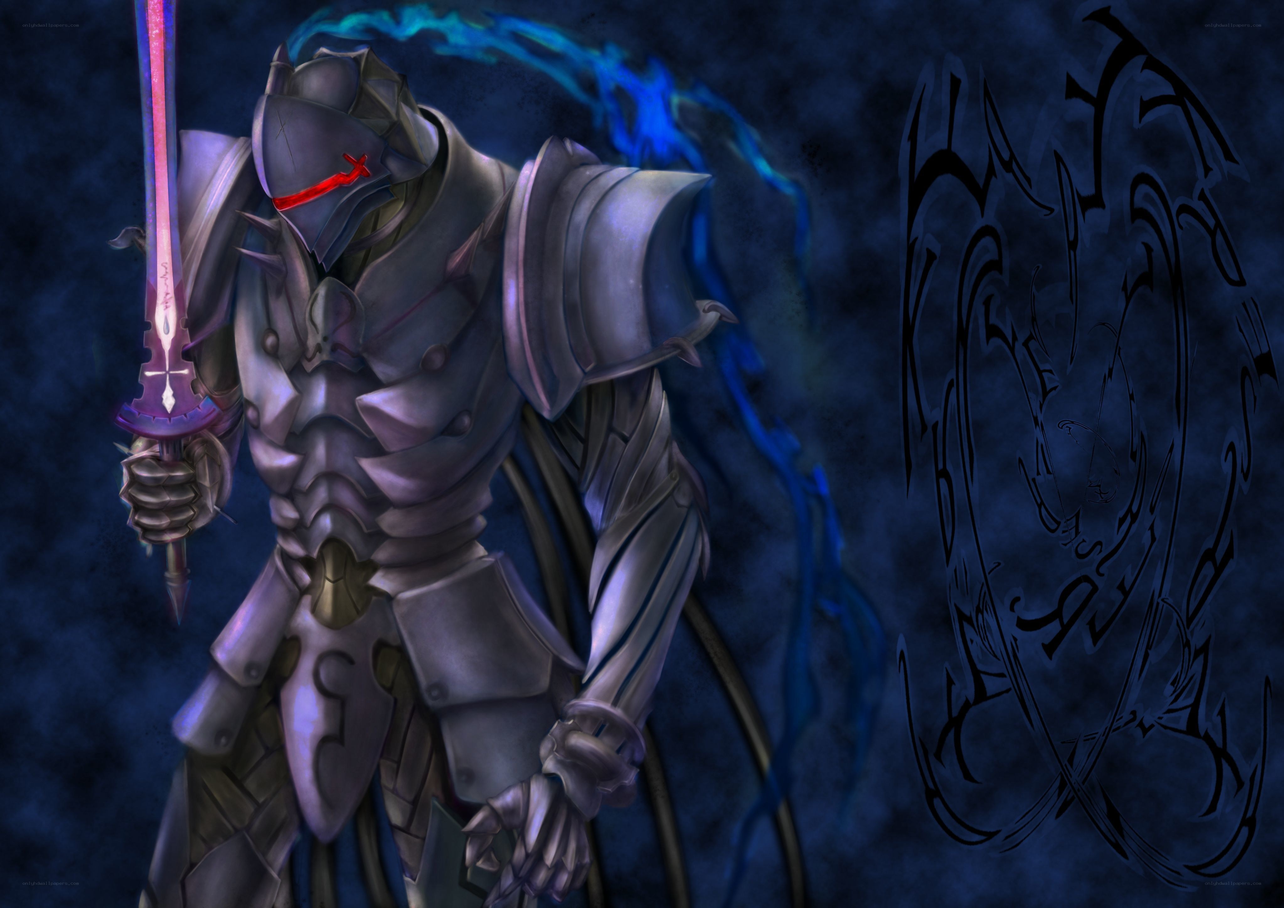 armored knight with glowing sword