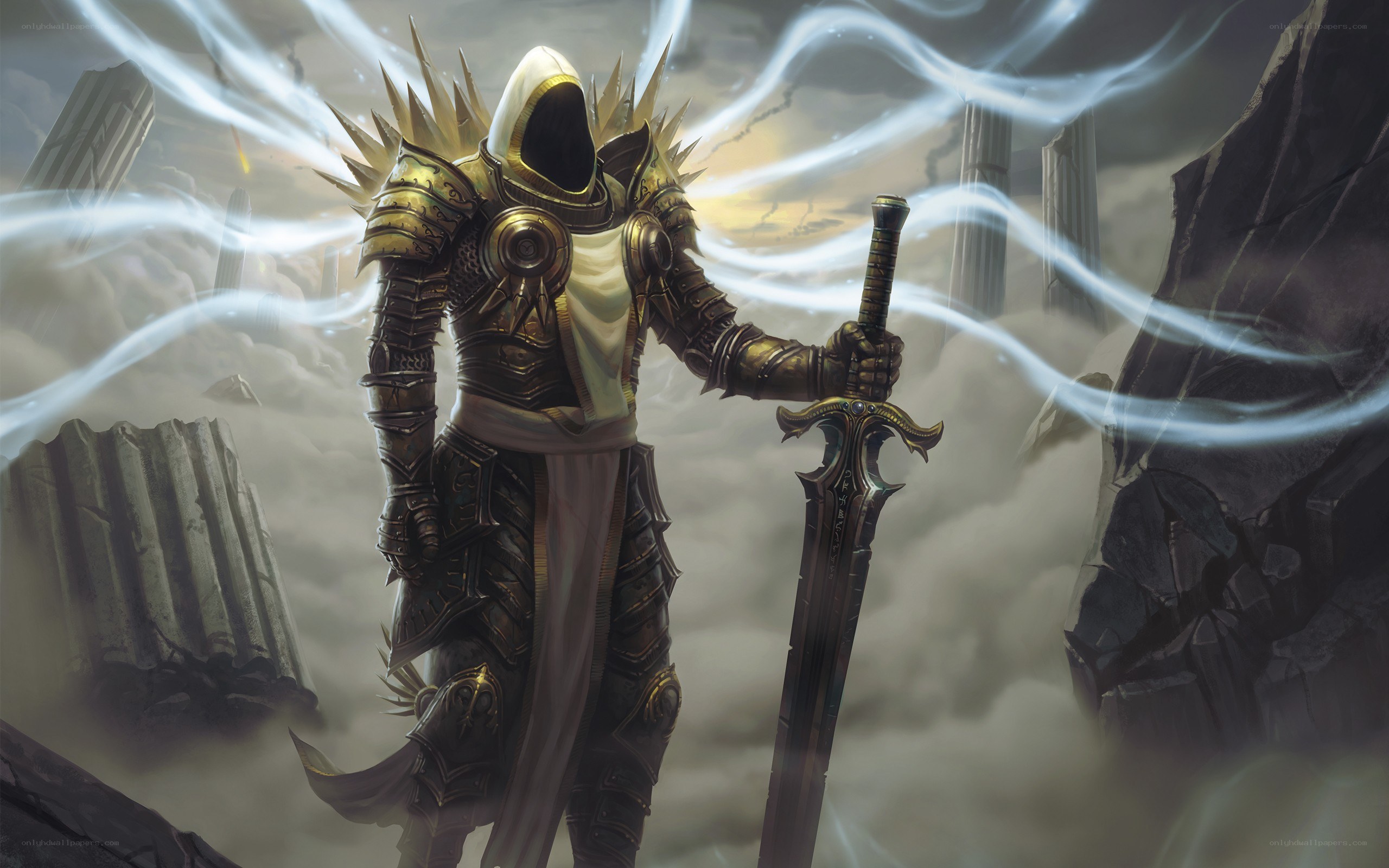 armored knight with glowing sword