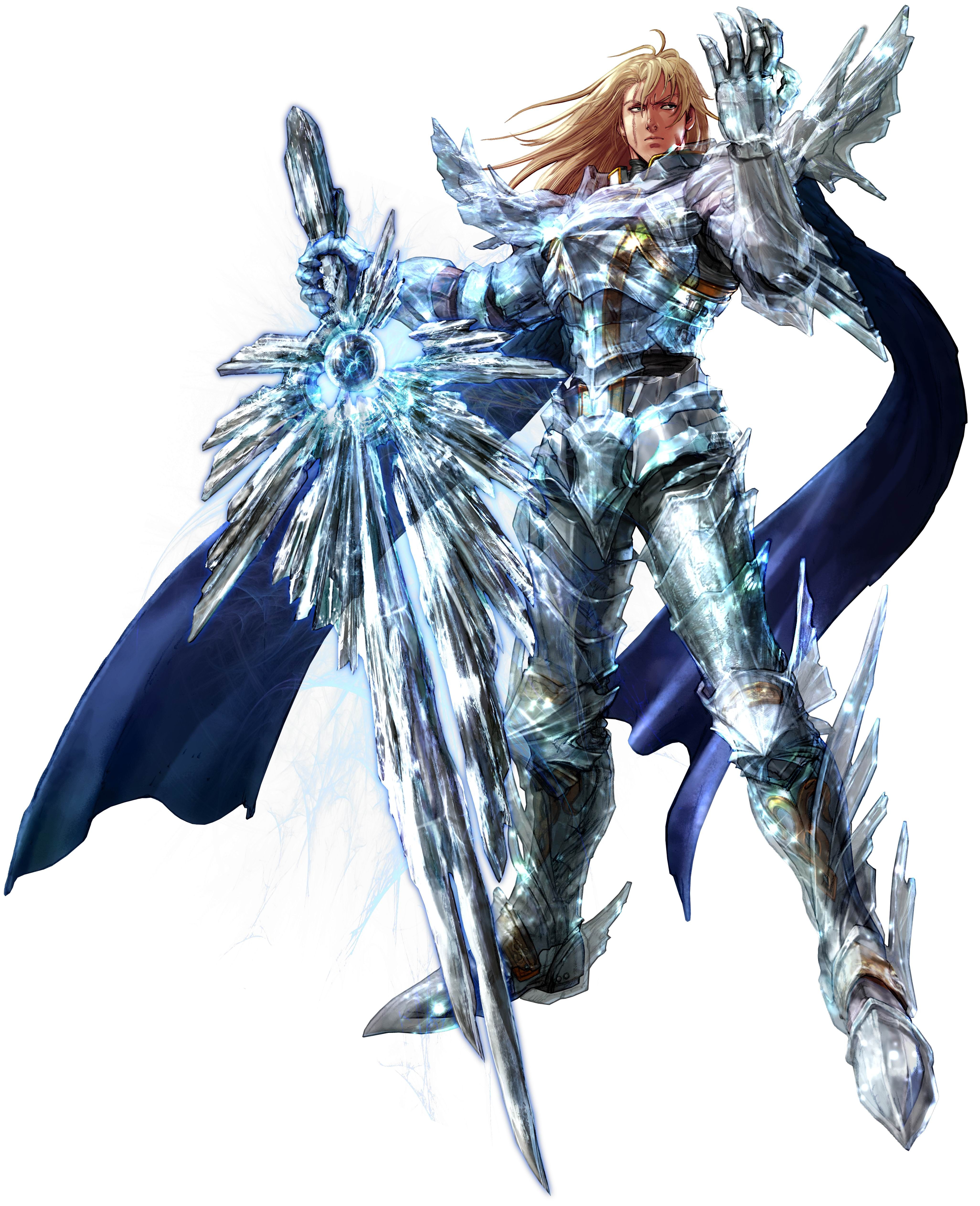 armored knight with ice sword