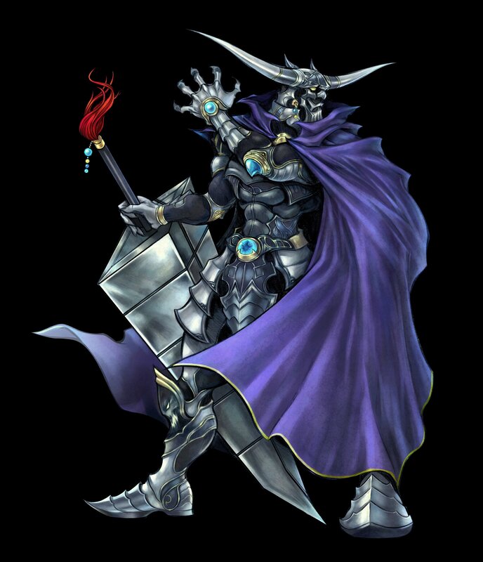 armored knight with purple cloak