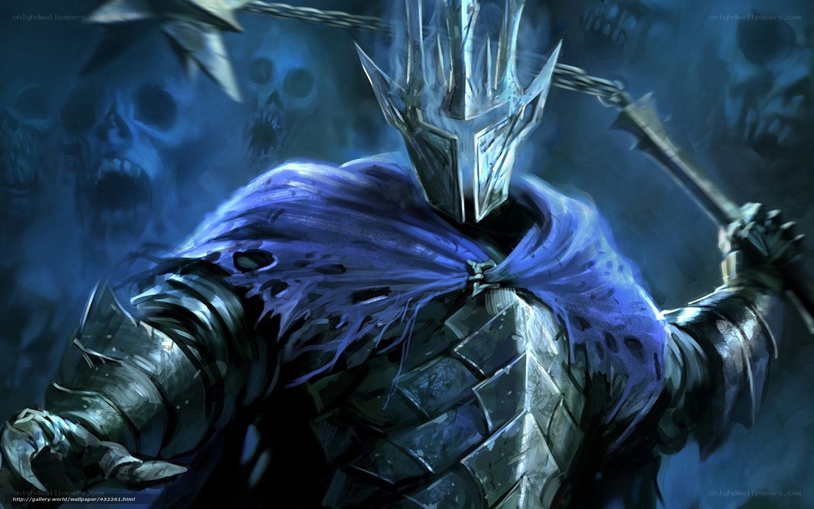 armored knight with purple cloak