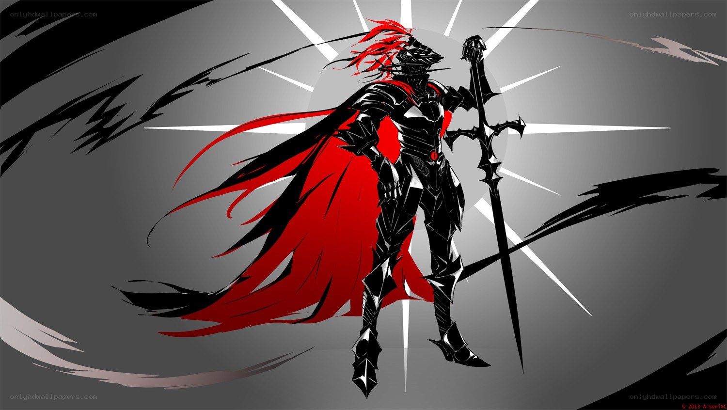 armored knight with red cape