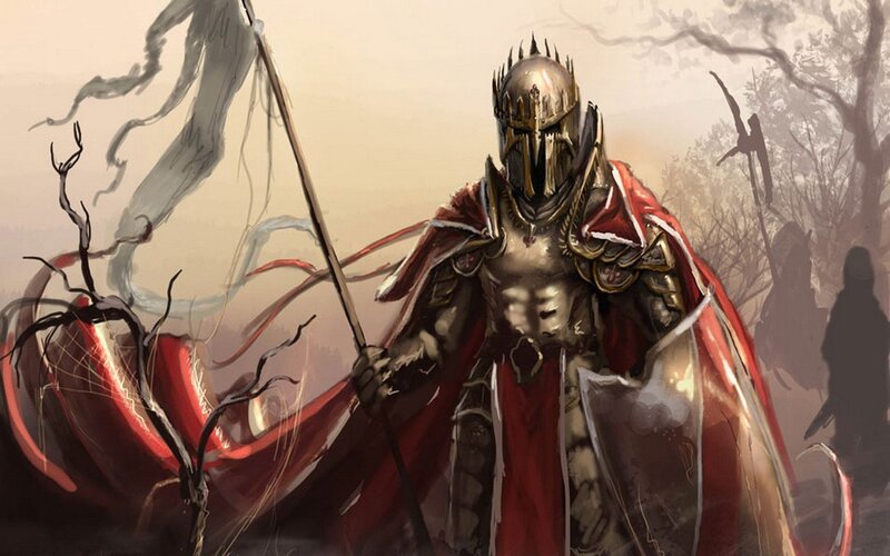 Armored Knight with Red Cape — Dramatic