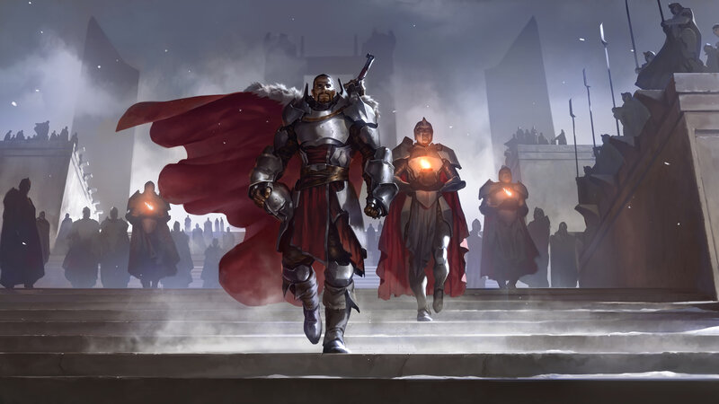 Armored Knight with Red Cape — Gray