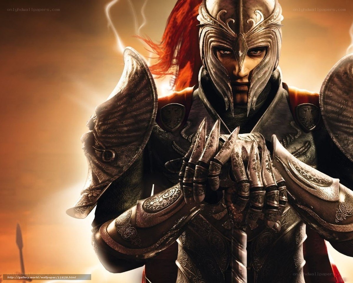 armored knight with red hair