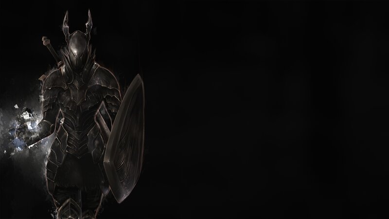 Armored Knight with Shield — Black, Dramatic, Night